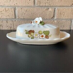 Vernon Ware by Metlox Fruit Basket Butter Dish  Vintage 1960s Made in California